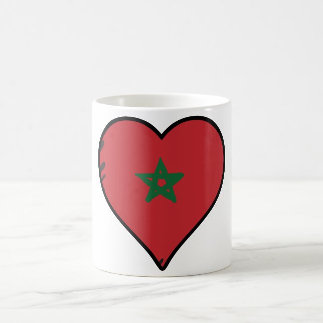 Morocco Heart Moroccan Flag Coffee Mug (Center)
