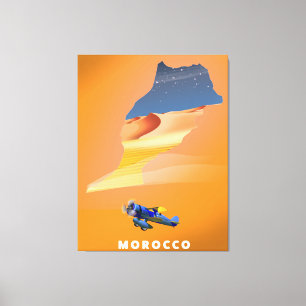 Morocco Illustrated Map travel poster print. Canvas Print