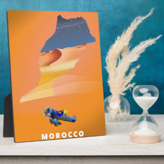 Morocco Illustrated Map travel poster print. Plaque