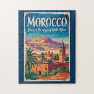 Morocco Illustration Travel Art Vintage Jigsaw Puzzle