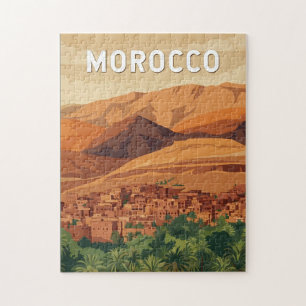 Morocco Illustration Travel Art Vintage Jigsaw Puzzle