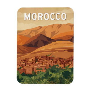 Morocco Illustration Travel Art Vintage Magnet