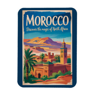 Morocco Illustration Travel Art Vintage Magnet