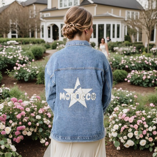 Morocco is more than a country; it's our pride denim jacket (Wedding Back)