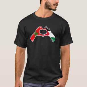Morocco Jordan Flag Moroccan Jordanian Heart 1 T-Shirt