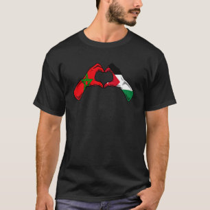 Morocco Jordan Flag Moroccan Jordanian Heart T-Shirt