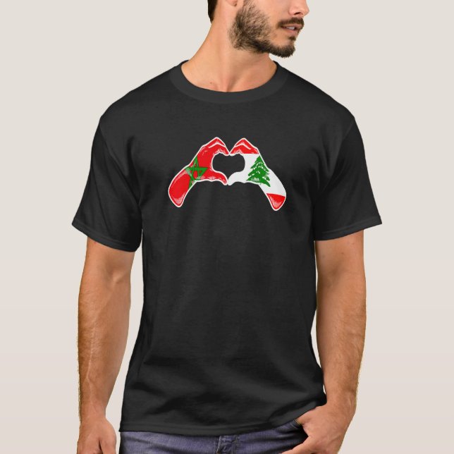 Morocco Lebanon Flag - Moroccan Lebanese Heart Pre T-Shirt (Front)