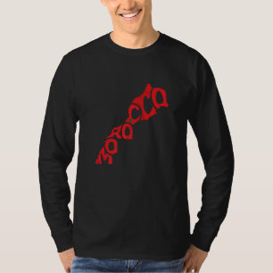 Morocco Lettering in Map with Moroccan Flag Suppor T-Shirt