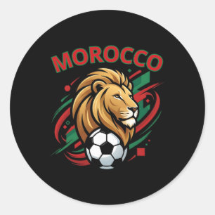 Morocco Lion Flag Colours Footll Art  Classic Round Sticker