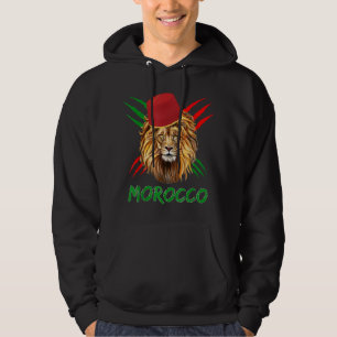 Morocco Lion Flag Sport Morocco with moroccan hat Hoodie