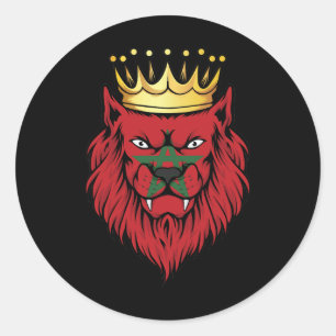Morocco Lion King Flag Classic Round Sticker