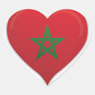 Morocco love flag pride heart sticker