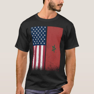 Morocco Moroccan American Flags Proud USA Morocco T-Shirt