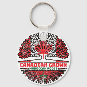 Morocco Moroccan Canadian Canada Tree Roots Flag Key Ring