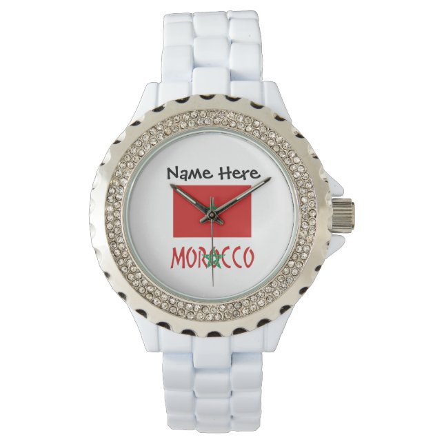 Morocco Moroccan Flag Black Personalisation  Watch (Front)