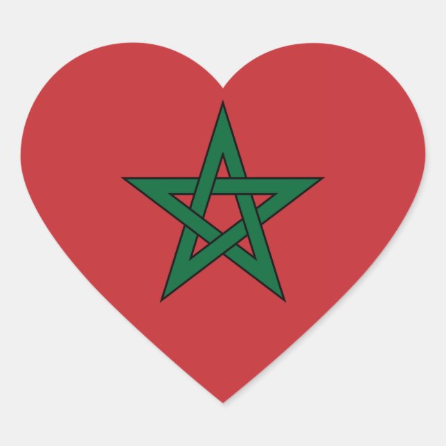 Morocco – Moroccan Flag Heart Sticker (Front)