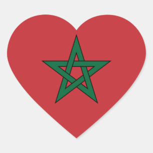 Morocco – Moroccan Flag Heart Sticker
