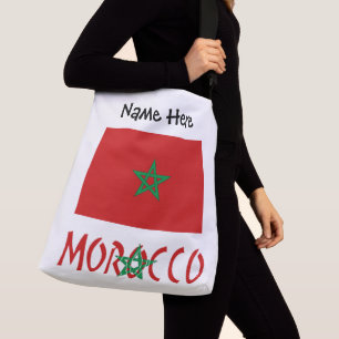 Morocco Moroccan Flag Personalised Name Crossbody Bag