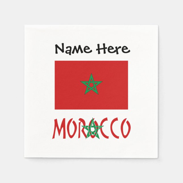 Morocco Moroccan Flag Personalised Name  Napkin (Front)