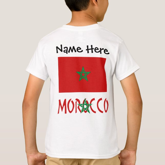 Morocco Moroccan Flag Personalised Name  T-Shirt (Back)