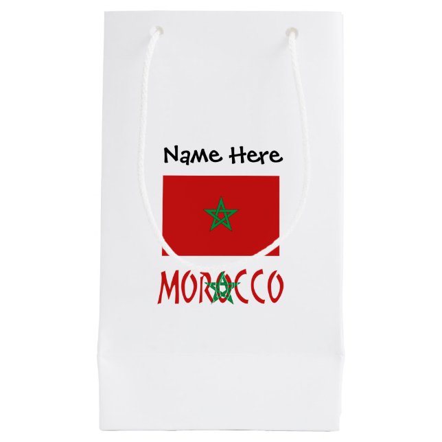Morocco Moroccan Flag Personalized Name  Small Gift Bag (Front)