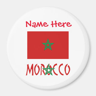 Morocco Moroccan Flag Red Personalised Name Magnet