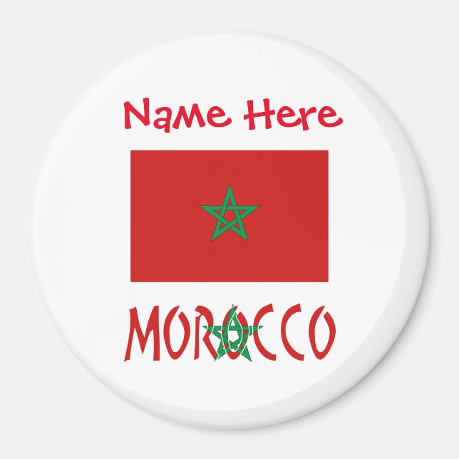Morocco Moroccan Flag Red Personalised Name Magnet (Front)