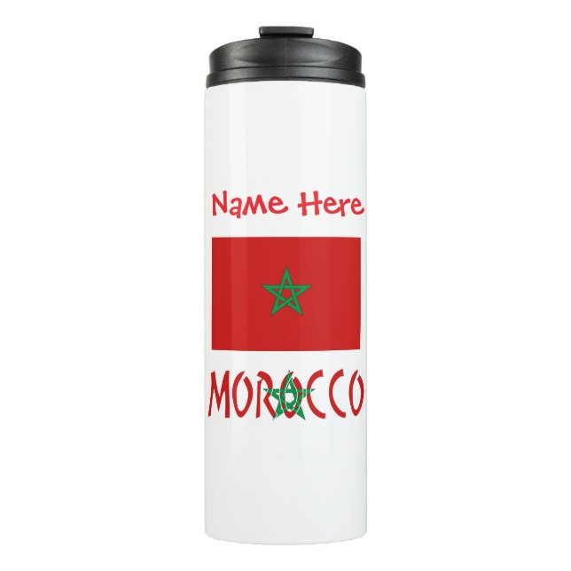 Morocco Moroccan Flag Red Personalised Name Thermal Tumbler (Front)