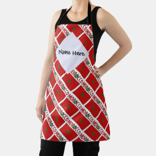 Morocco Moroccan Flag Tiled Personalised Name Apron