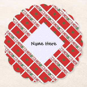Morocco Moroccan Flag Tiled Personalised Name  Paper Coaster