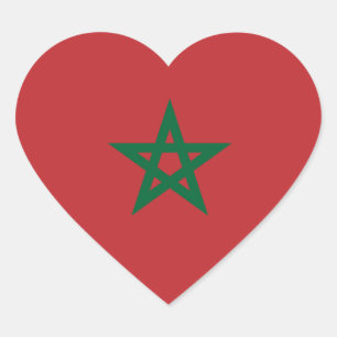 Morocco/Moroccan Heart Flag Heart Sticker
