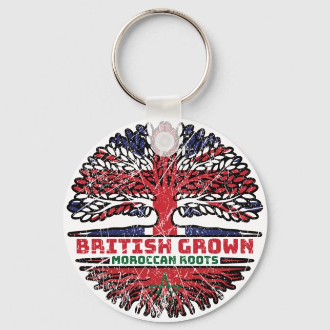 Morocco Moroccan Uk United Kingdom British Tree Key Ring (Front)