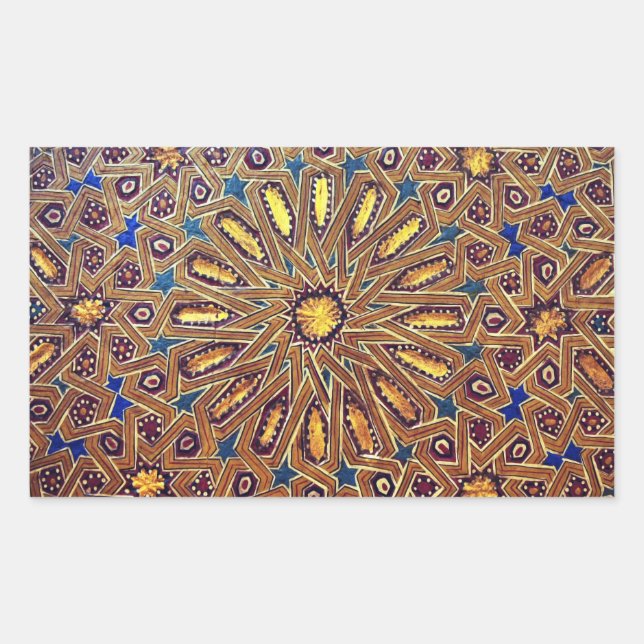 morocco mosaic islam decoration geometry arab rectangular sticker (Front)