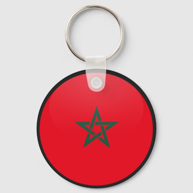 Morocco quality Flag Circle Key Ring (Front)