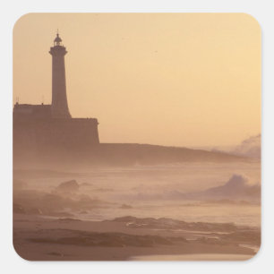 Morocco, Rabat, Lighthouse at sunset with Square Sticker