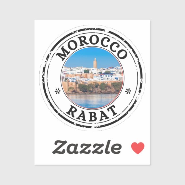 Morocco rabat Seal Sticker Round Flag For Laptop  (Sheet)