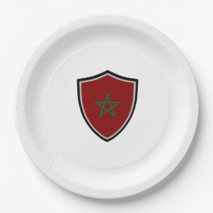 Morocco shield flag paper plate