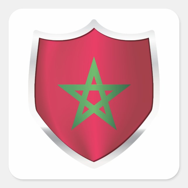 Morocco Silver Shield Flag Square Sticker (Front)