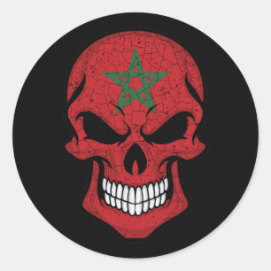 Morocco Smiling Skull Flag Classic Round Sticker