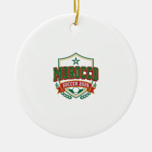 Morocco Soccer 2026 Soccer Bold Country Typography Ceramic Tree Decoration