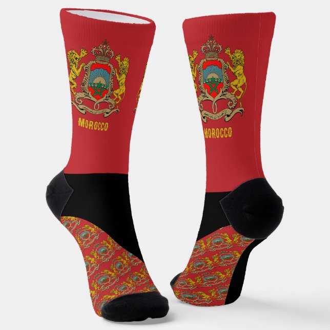 Morocco Socks, Moroccan flag colours / sports Socks (Angled)