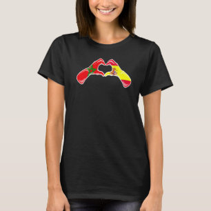 Morocco Spain Flag Moroccan Spanish Heart T-Shirt