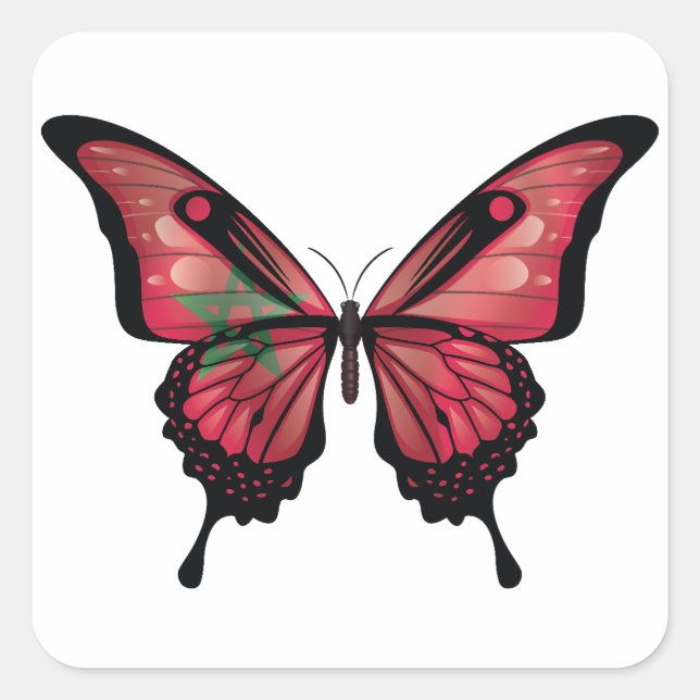 Morocco Swallowtail Butterfly Flag Square Sticker (Front)