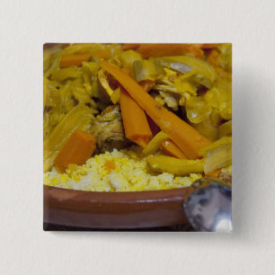 Morocco, Tetouan. Traditional Moroccan meal of 15 Cm Square Badge