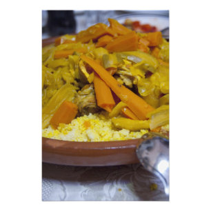Morocco, Tetouan. Traditional Moroccan meal of Photo Print