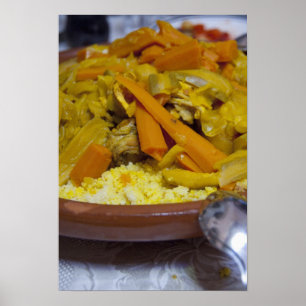 Morocco, Tetouan. Traditional Moroccan meal of Poster