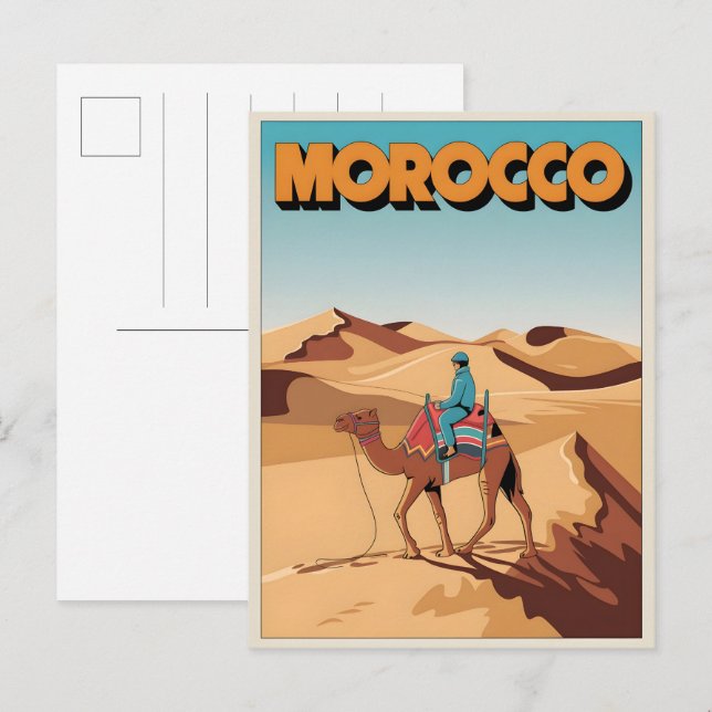 Morocco travel postcard desert camel trip gift (Front/Back)