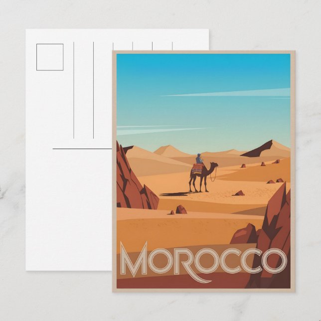 Morocco travel postcard desert camel trip gift (Front/Back)