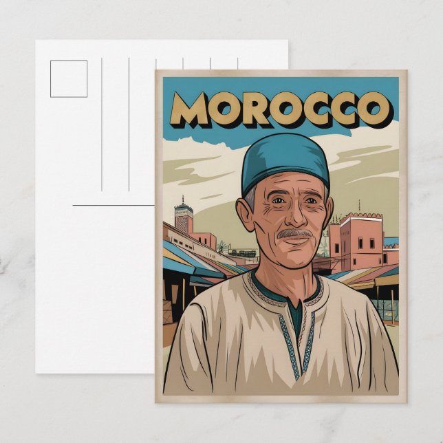 Morocco travel postcard with local man gift (Front/Back)