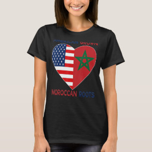 Morocco US Flag American Moroccan Love Morocco Moo T-Shirt